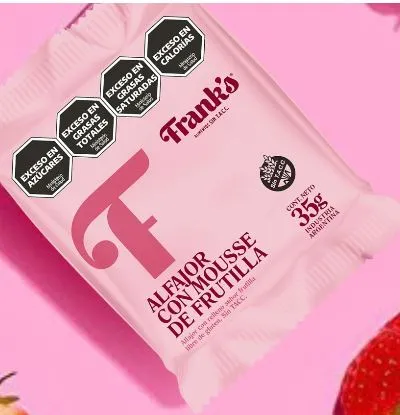 H- Alfajor con mousse de frutilla 35 gr Caja * 8 unidades