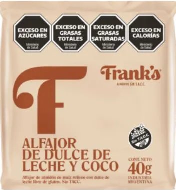 H- Alfajor de dulce de leche y coco 40 gr Caja * 8 unidades
