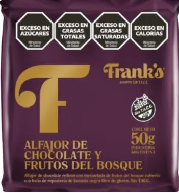 H- Alfajor de chocolate y frutos del bosque 50 gr Caja * 8 unidades